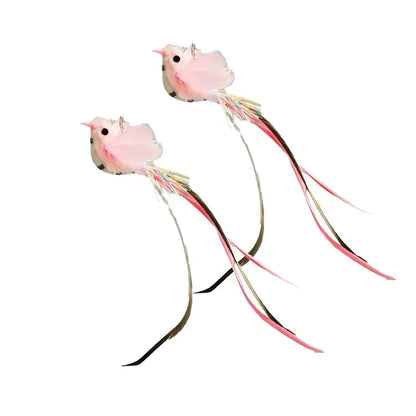 Simulation Bird Cat Teaser Wand — Interactive Feather Toy with Bell