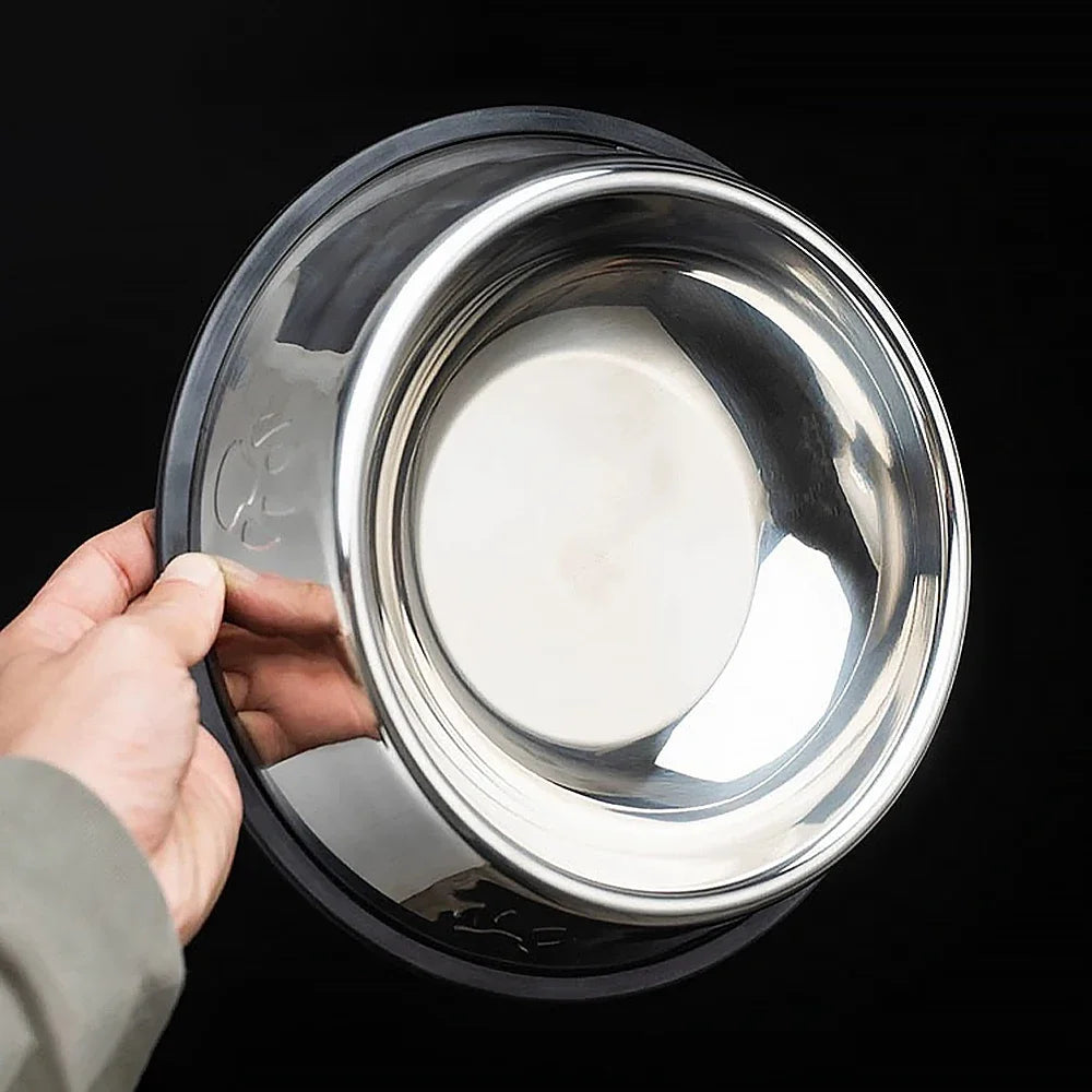 Stainless Steel Non-Slip Pet Food Bowl — Pawprint Design