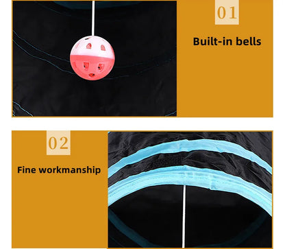 Foldable Crinkle Cat Tunnel — Multi-Way Play Tube