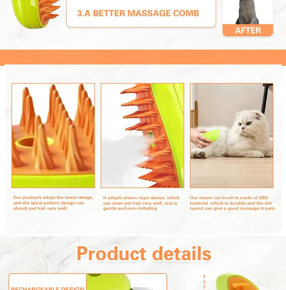 Iron Paw 3-in-1 Electric Steam Grooming Brush