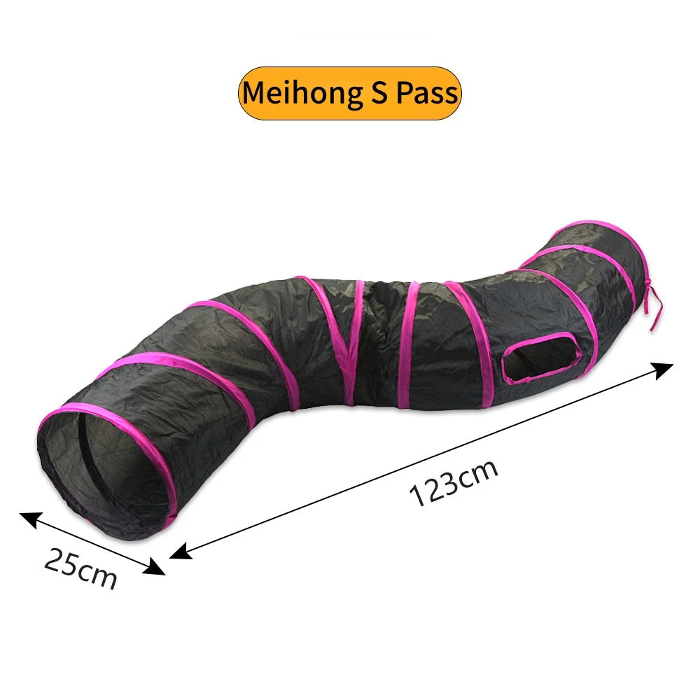 Foldable Crinkle Cat Tunnel — Multi-Way Play Tube