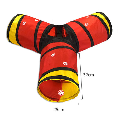 Foldable Crinkle Cat Tunnel — Multi-Way Play Tube