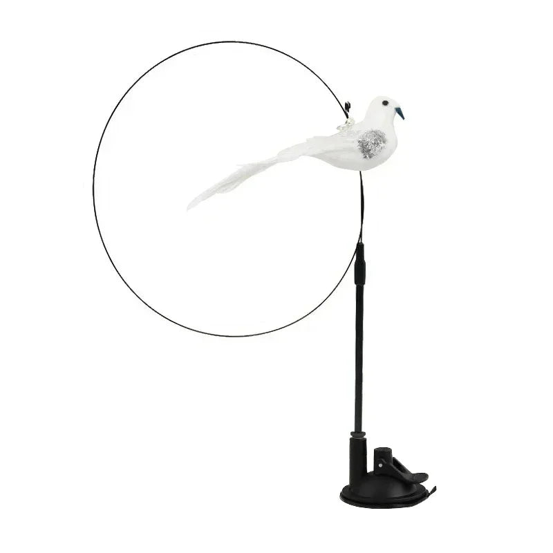 Simulation Bird Cat Teaser Wand — Interactive Feather Toy with Bell