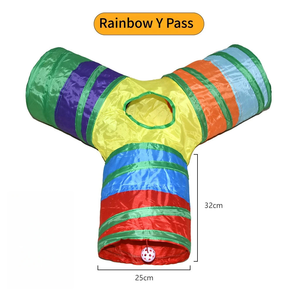 Foldable Crinkle Cat Tunnel — Multi-Way Play Tube